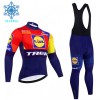 Set Fietsshirt Lange Mouw + Lange Koersbroek 2025 Lidl-Trek Winter Thermal Fleece Blauw